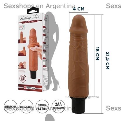 Vibrador color piel deslizante realista, vibraciones de varias velocidades y material TPR